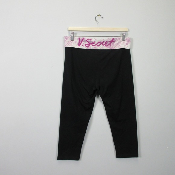 Victoria's Secret Crop Leggings Women L Pink Yoga Pants Fold Over y2k 228 - Picture 2 of 13